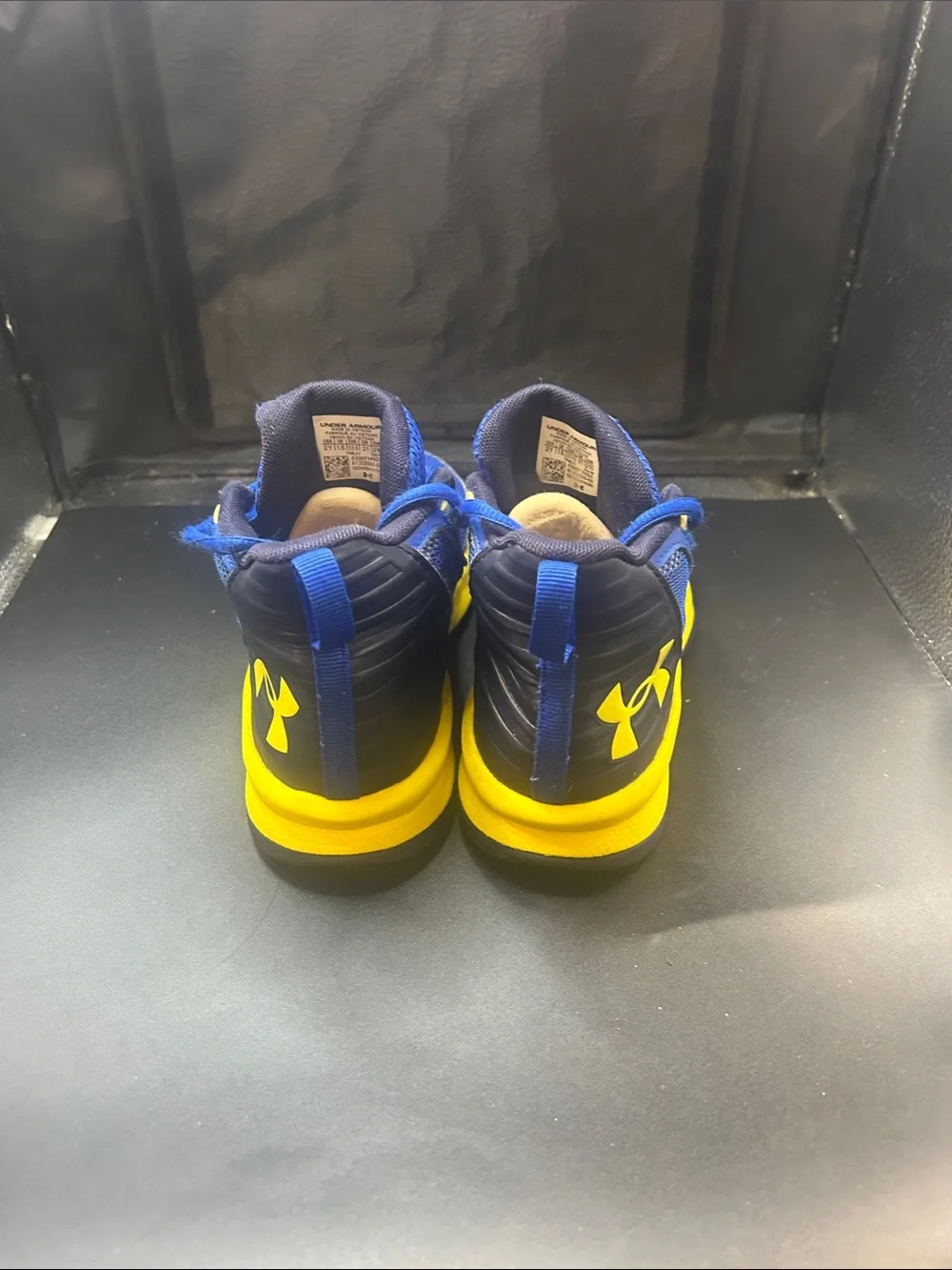 Under Armour Kids Blue and Yellow Mesh Athletic Sneakers